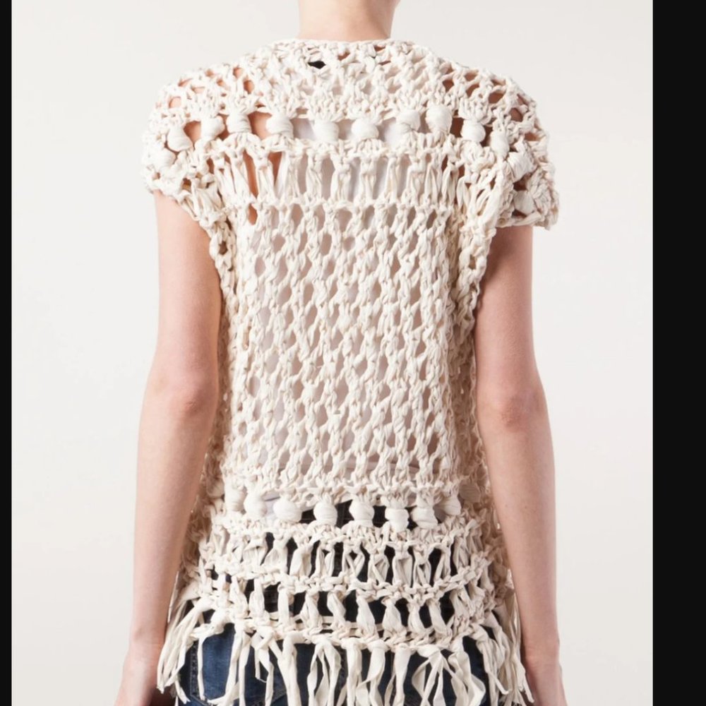 Junya Watanabe Comme des Garcons Cream Cotton Open Knit Netting Archive shirt
